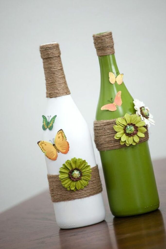 ¿como convertir botellas usadas en jarrones decorativos?